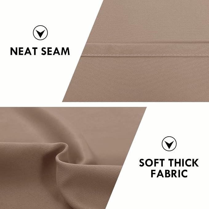 DWCN Wide Blackout Curtains for Bedroom Living Room 70 x 63 Inch Long Khaki | 2 Panels Set, Room Darkening, Thermal Insulated, Light Blocking, Rod Pocket Drapes, Noise Reducing Window Treatments