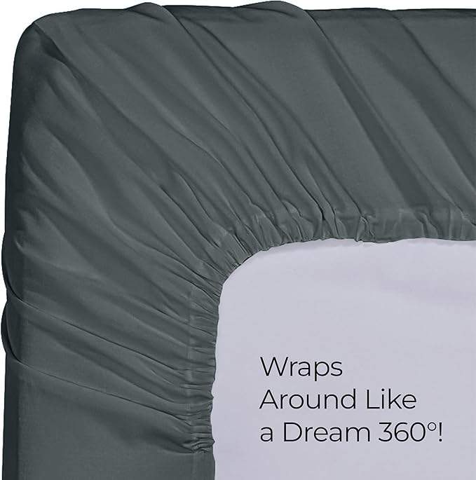 California King Fitted Sheet, Ultra Soft Fits Up to 16" Deep Pocket, Grey | Hotel Comfort, Cooling & Breathable Cotton like Polyester, Easy Fit, Wrinkle & Fade Resistant, Snug Fit, Easy Care, Oeko-Tex