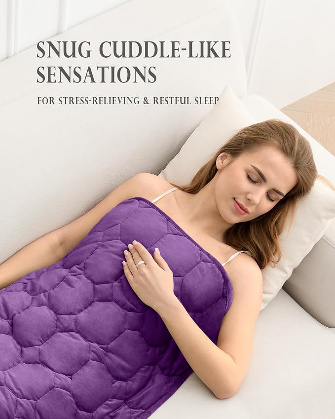 Cottonblue Small Weighted Lap Blanket 7lbs for Adults Teens 24"x29", Purple | Luxury Crystal Velvet Weighted Blanket Pad, Washable Portable Travel Blankets for Sleeping Relaxation All Season, Washable