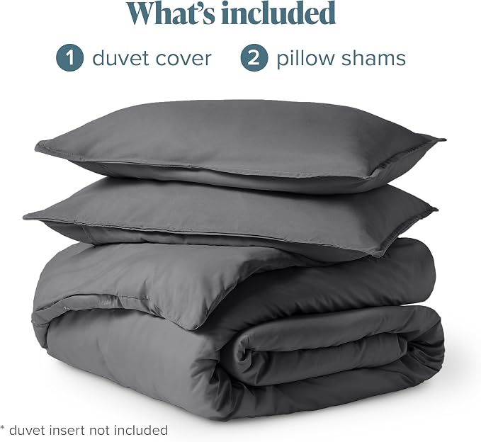 Bare Home Duvet Cover Set 1800 Ultra-Soft (Oversized Queen, Grey) | Lightweight, Cooling, Breathable, Premium 1800 Ultra-Soft, All-Season