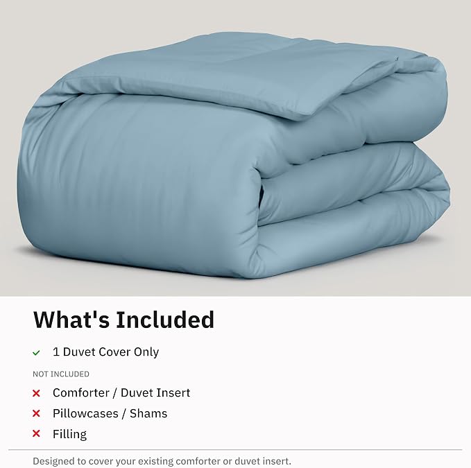 California Design Den 100% Cotton Sateen King Comforter Cover, Sky Blue | Duvet Cover Only, Comforter Not Included, Backed by Good Housekeeping Seal, Button Closure & Corner Ties