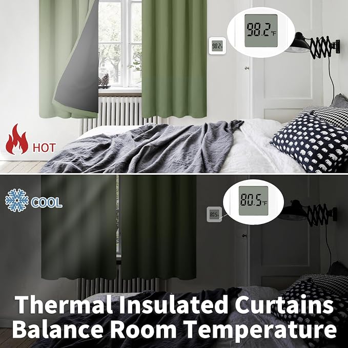 BGment Grass Green Blackout Curtains for Bedroom 84 Inch Length 2 Panels | Thermal Insulated, Full Room Darkening, Noise Cancelling, Window Curtains Drapes with Rod Pocket, 42 x 84 Inch