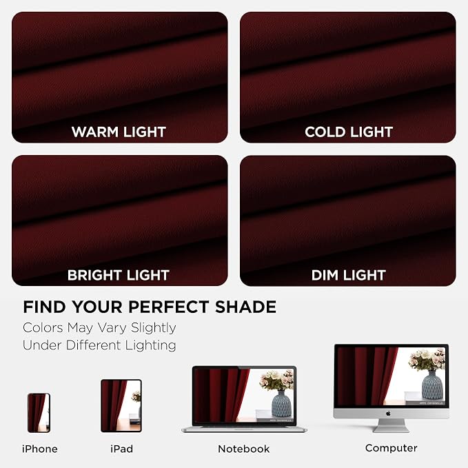 Joydeco Blackout Curtains for Bedroom 84 Inch Drapes 2 Panels Burgundy | Thermal Insulated, Living Room Darkening Grommet Drapes, Noise Reducing, Light Blocking Window Treatments,52W x 84L Inch