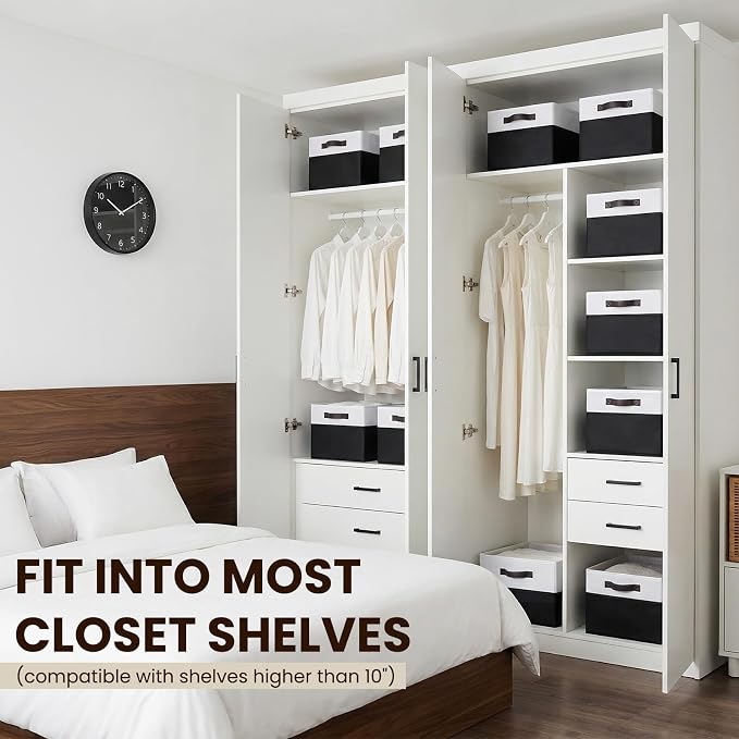 6 Pack Closet Organizers and Storage Bins, Cute Dorm Room Essentials for Clothes Beddings Bags, Under Bed Storage Containers, Apartment Essentials Baskets for Organizing (14L*10W*9.5H)