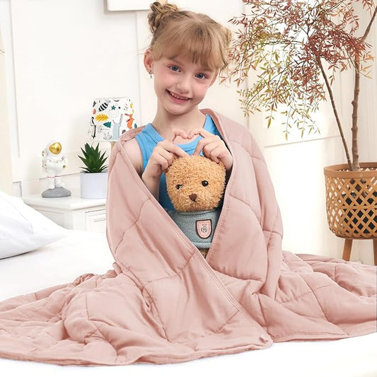 Weighted Blanket 3lbs, 36"x48", Cooling Heavy Throw Blanket for 20-40lbs, Microfiber Soft Big Blankets Weighted Comforter, Pink