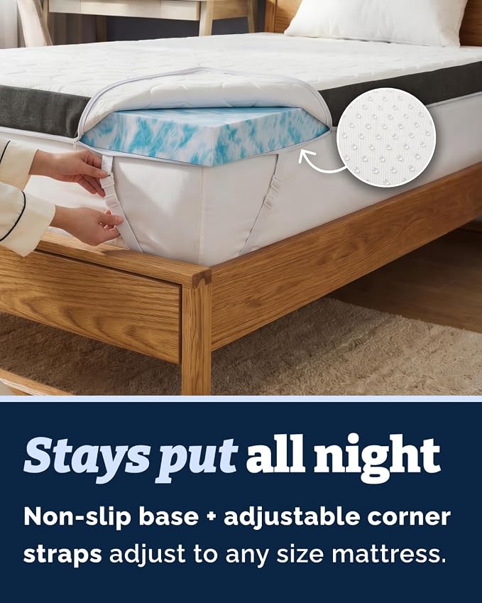Mattress Topper - 3 Inch Memory Foam Mattress Topper with Cover - Twin | Cooling Cover for Hot Sleepers, Plush, Thick & Comfy, Pain & Pressure Relief, Mattress Pad with Straps & Washable Cover