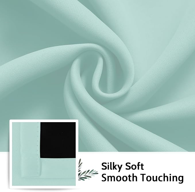 SimpleHome Aqua 100% Blackout Curtains Room Darkening Living Room 96 Inch | Curtains for Bedroom,Thermal Insulated Grommet Window Drapes,Curtains for Living Room with Black Back,52 x 96 Inch,2 Panels