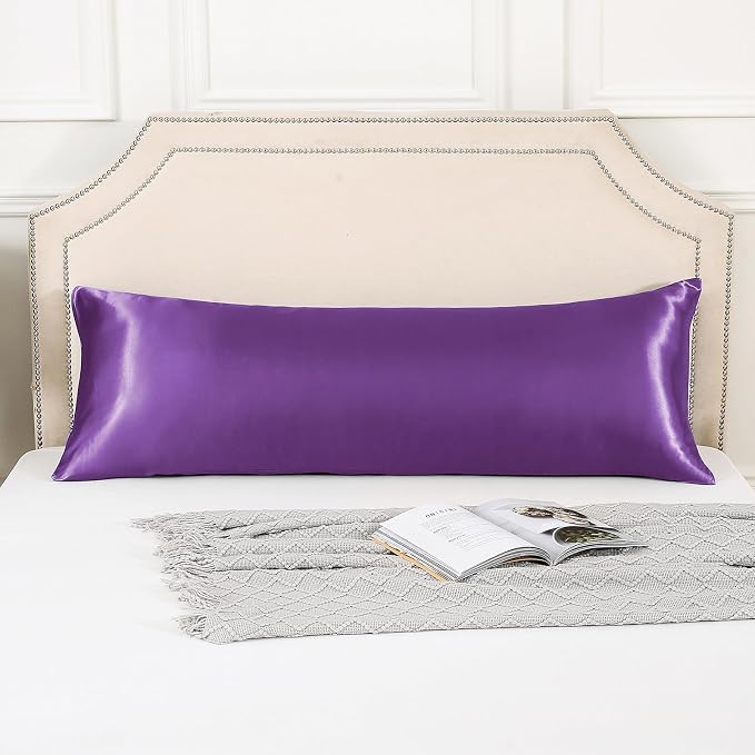 Body Pillow with Satin Pillowcase, Body Pillow for Adults | 20"x54", Removable Cover, OEKO-TEX Certified Down Alternative Filling,Washing Machine