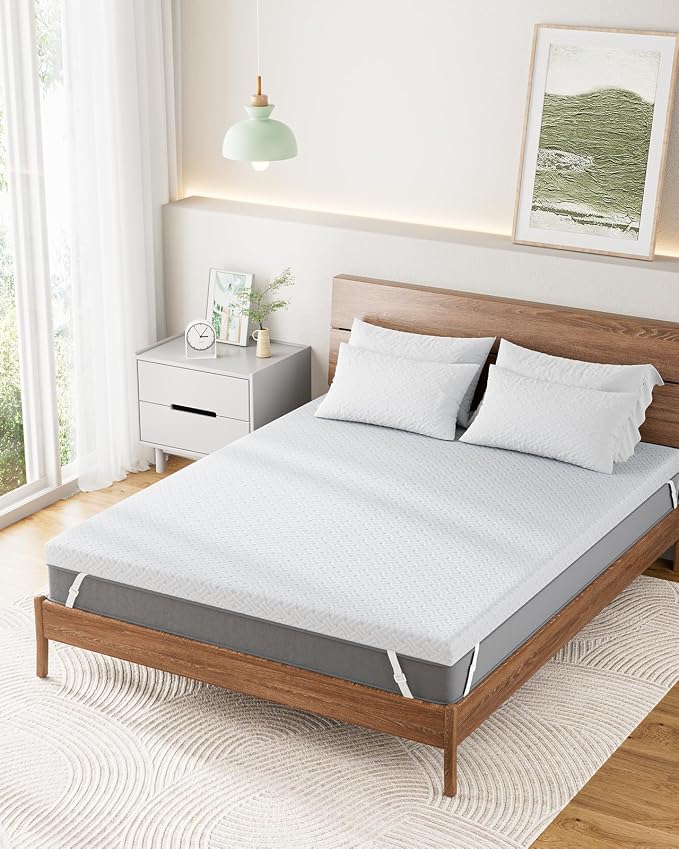 PERLECARE Full Size Mattress Topper - 4 Inch Cooling Memory Foam Mattress Pad Made with CertiPUR-US® Certified Foam, Bed Topper with Bamboo Cover,Removable & Washable & Non-Slip