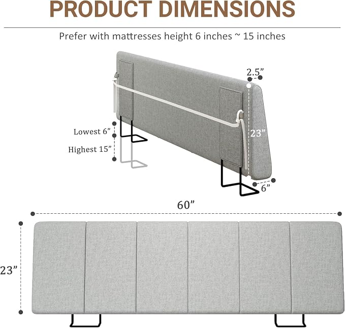 Queen Size Headboard Only-No Assembly Required, Light Gray | Easy to use no assembly required, Linen fabric and extra-thick foam for added comfort, Modern style headboard queen size