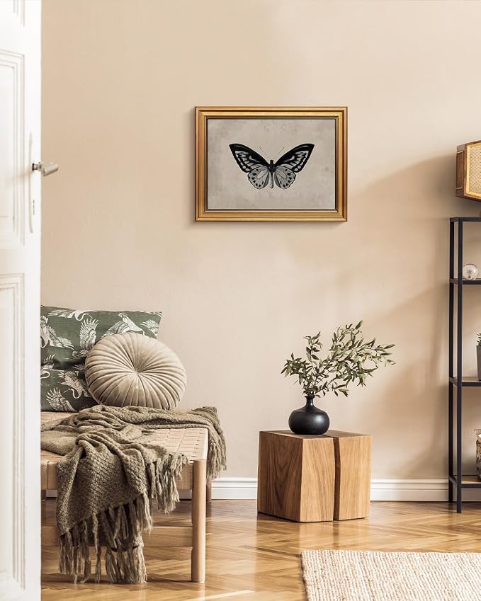 VIYYIEA Vintage Gold Framed Wall Art for Living Room,【Ornithoptera alexandrae】-(16L x 12W)