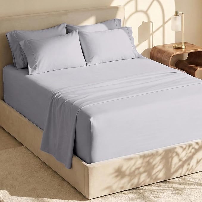 Hearth & Harbor Extra Deep Pocket Queen Sheets Sets - Fits Mattress 18-24 Inches Deep - Extra Deep Pocket Sheets - 6 Piece Queen Size - Light Lavender