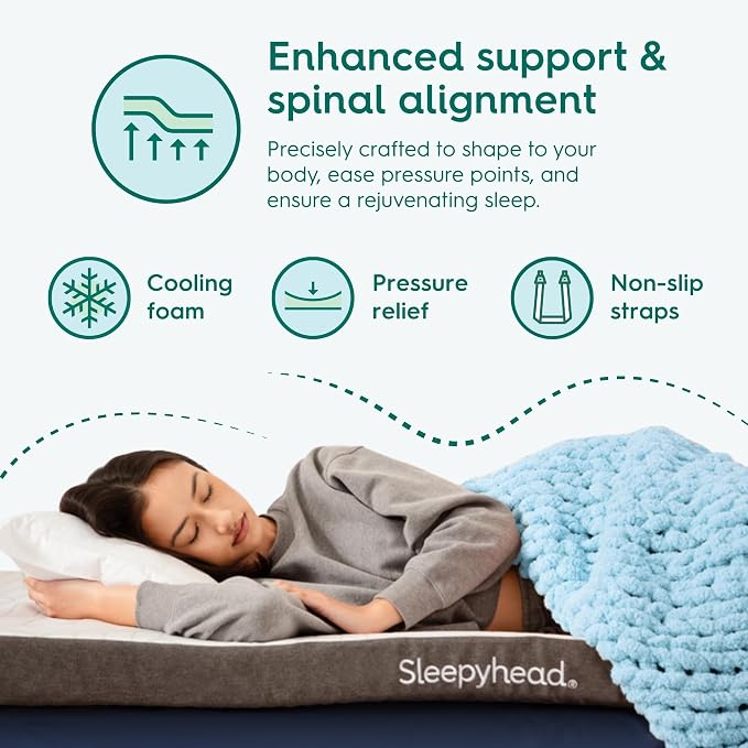 Sleepyhead Twin Mattress Topper 3 Inch for College Dorm, Cooling Gel Memory Foam, Pressure Relief, Removable Washable Cover, CertiPUR-US Certified (Twin 3")