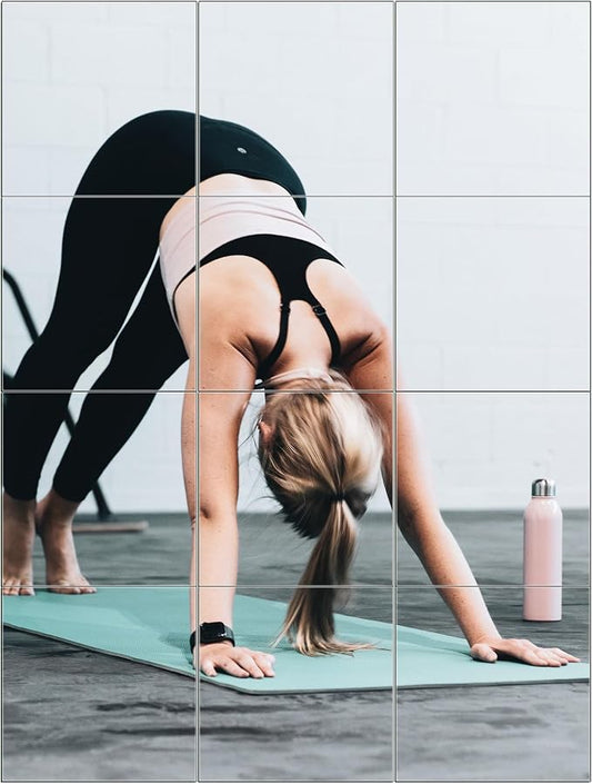 Home Gym Mirror Tiles, 10" x 10" x 12PCS Wall Mirror Tiles Frameless Glass | Square Workout Mirror Tiles for Garage, Bedroom, Living Room, Over The Door, Frameless Mirror Sets