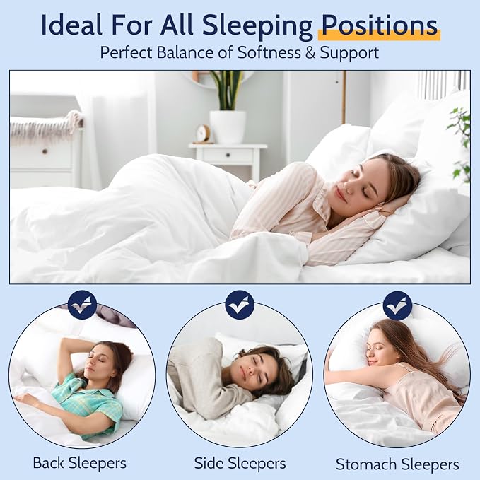 ROUMEA King Size Pillows Set of 2, Gusseted Bed Pillows for Sleeping | Luxury Hotel Quality, Supportive King Pillows with Soft Down Alternative for Back Stomach Side Sleepers,Machine Washable