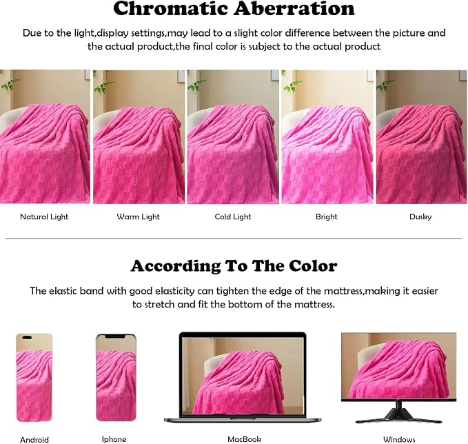NEWCOSPLAY 3D Checkered Flannel Throw Blanket, Hot Pink Checkered, 50"x70" | Super Soft Cute Lightweight Decorative Premium Silky Fleece Blanket for Couch Sofa Bed, Gift for Women Men, All Season Use