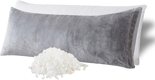 WhatsBedding Memory Foam Body Pillow with Cover, Long Bed Pillow for Adults | Removable Plush Fuzzy Envelope Closure, Firm Support for Side Sleepers, Reading & naps, Large Size Fits All, Relieves Pain