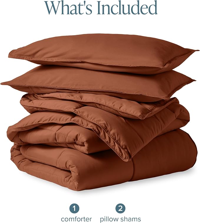 Bare Home Comforter Set - Oversized King Size - Ultra-Soft - Goose Down Alternative - Premium 1800 Series - All Season Warmth (Oversized King, Terracotta)