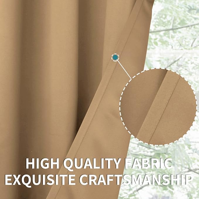 BGment Blackout Curtains for Living Room - Grommet Thermal Insulated Room Darkening Curtains for Bedroom, 2 Panels of 42 x 84 Inch, Khaki | Grommet Top, Light-Blocking, Sunblock, Thermal Insulated, Window Drapes for Bedroom, 42x84 Inch