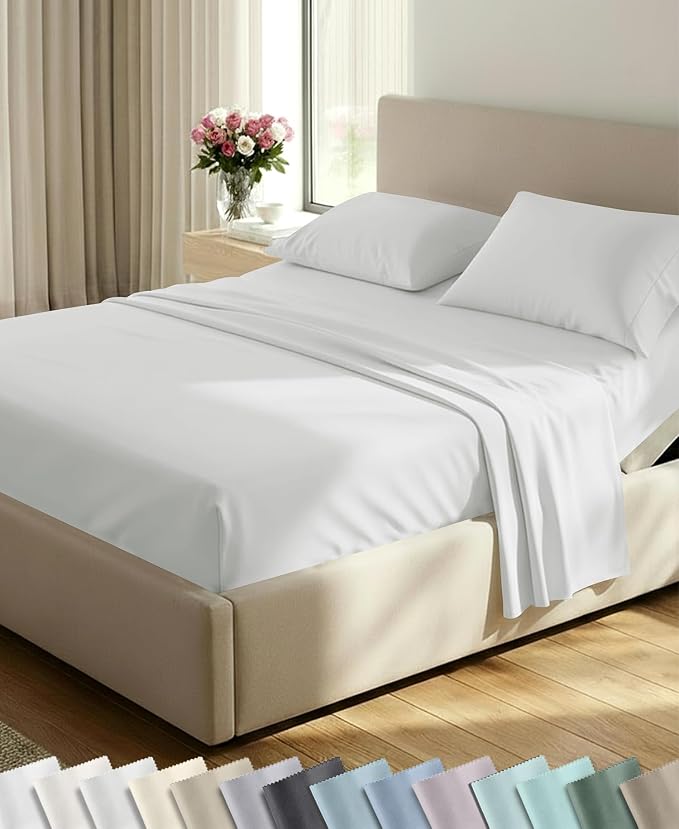California Design Den 600 Thread Count Split King Bed Sheets Sets, 5 Pcs | 100% Cotton Sateen, Good Housekeeping Seal, Split King Sheets Sets for Adjustable Bed with 2 Separate Twin-XL Mattresses