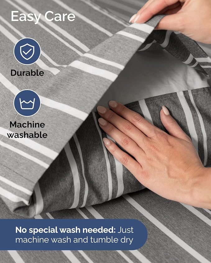 Flex Top Split Head King 6 Piece Sheet Set - Soft & Cooling - Grey Stripes | Ultra Soft Hotel Luxury Bedding Set w/ 8-16 Inch Deep Pockets, 1 Flat & 1 Split-Head Fitted Sheet & 4 Pillowcases, Fade Free
