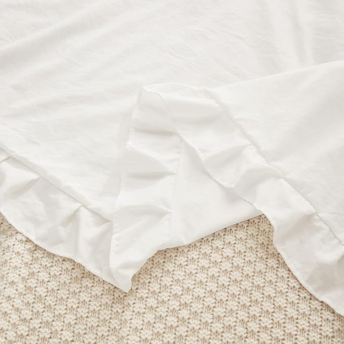 Boho White Body Pillowcase 20x54in - Ruffled Fringe Decor Sham
