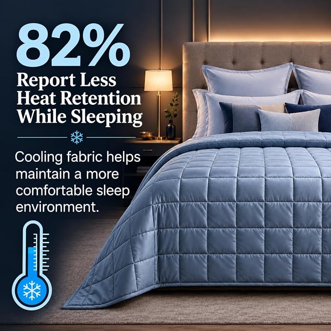 HomeSmart Weighted Cooling Blanket King Size 40 lbs, Soft Cooling Fabric | Fits King and California King Beds, Calming Heavy Weight For Balanced Cooling Comfort, Oversized Design, Machine Washable