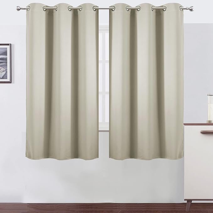 Light Beige Thermal Blackout Curtains/38 x 63 Inch/Set of 2 Panels Room Darkening Curtains for Bedroom