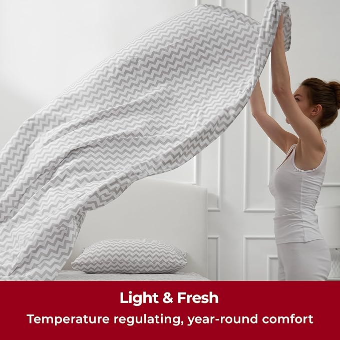 Mellanni Iconic 3-Piece, Ultra Soft Sheet Set (Twin XL, Chevron Gray) | 10M+ Sleepers. Lab-tested: Sleeps Cool, Stays Bright, Strong, Smooth. Good Housekeeping Best Bedding, 7 yrs running.