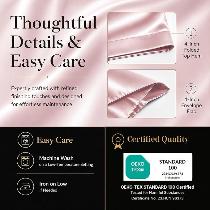 CozyLux Satin Sheets Queen, 4-Piece 14-Inch Deep Pocket Sheet Set | OEKO-TEX Certified Silky Soft Sheet Set for Hair & Skin, Luxurious Silky-Smooth Satin for Elegant Bedroom Decor, Dirty Pink