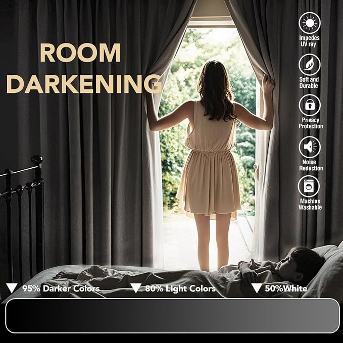 H.VERSAILTEX Back Tab Curtains 102 Inch Long for Living Room, Rod Pocket Room Darkening Thermal Insulated Blackout Curtains, 52 x 102 Inch, Ivory/Cream, 2 Panels