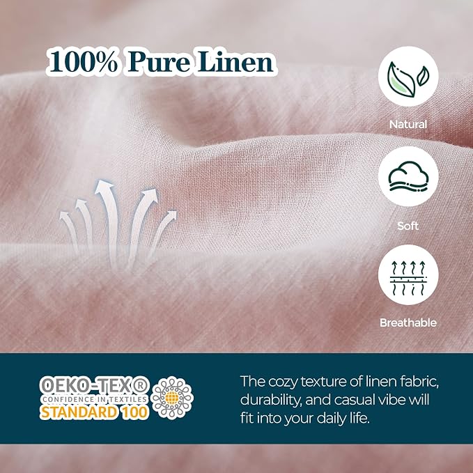 Simple&Opulence Body Pillow Cover 20" x 54",100% Pure Linen, Ultra Soft and Breathable, Body Pillowcase with Envelope Closure for Adults(Dusty Pink)