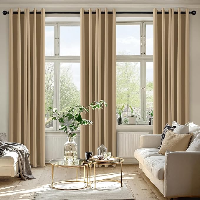MIULEE Blackout Curtains for Bedroom 2 Panels 40 x 84 Inch Long Taupe Brown | Thermal Insulated, Living Room Darkening Grommet Drapes, Noise Reducing, Light Blocking Window Treatments