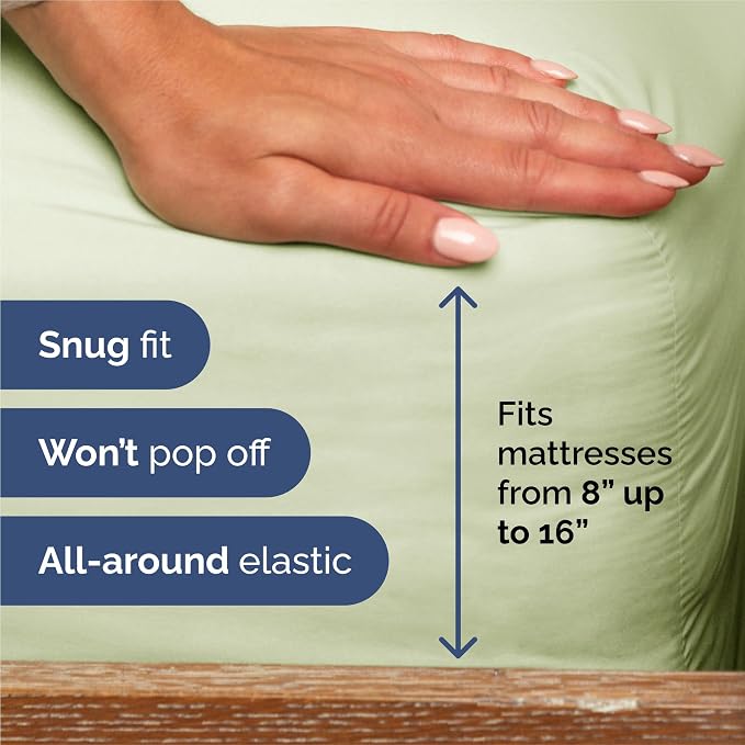 King 6 Piece Bed Sheet Set - Breathable & Cooling Sheets - Light Sage Green | Ultra Soft Hotel Luxury Bedding Set w/ 8-16 Inch Deep Pockets - 1 Flat & 1 Fitted Sheet & 4 Pillowcases - Wrinkle & Fade Free