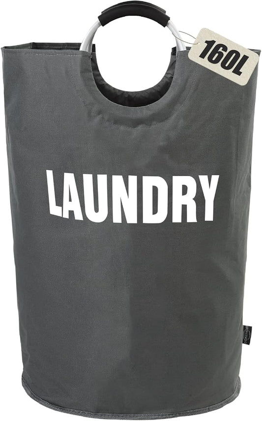 DOKEHOM 160L XX-Large Laundry Basket Bag, Dark Grey | Collapsible Hamper