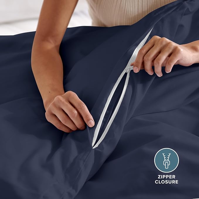 Bare Home Duvet Cover Set 1800 Ultra-Soft (California King, Midnight Blue) | Lightweight, Cooling, Breathable, Premium 1800 Ultra-Soft, All-Season