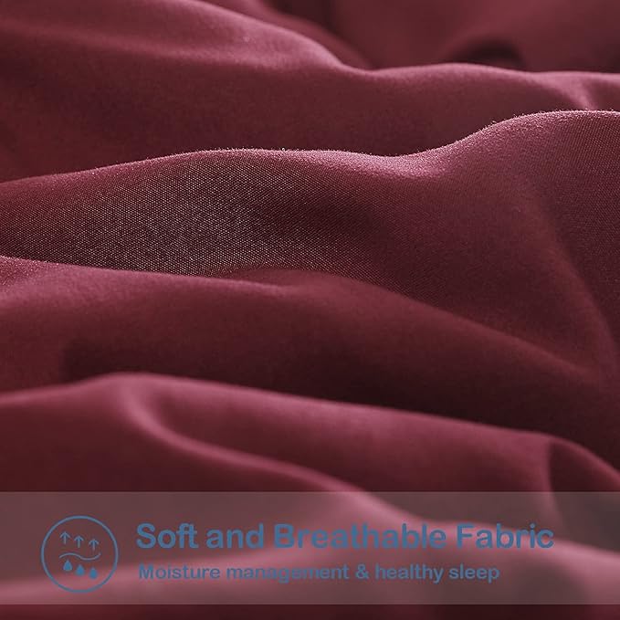 EASELAND Oversized King Down Alternative Comforter, Burgundy, 98x116 | Quilted Duvet Insert for All Seasons, Soft Lightweight Bedding with Corner Tabs, Breathable Machine Washable Hotel Quality
