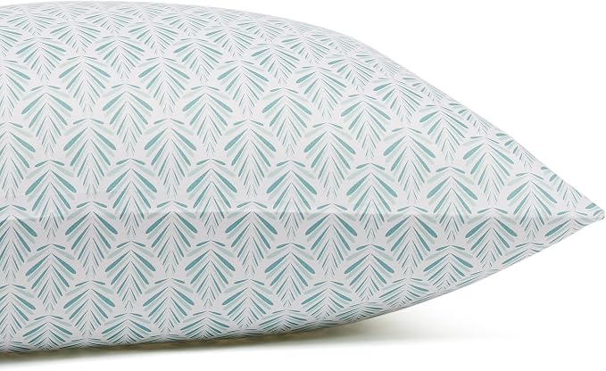 Amazon Basics Lightweight Super Soft Breathable Wrinkle-Free Microfiber 4-Piece Bed Sheet Set with 14" Deep Pockets, King, Aqua Fern, Printed