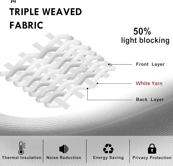 DWCN Wide Curtains 50% Light Blocking for Living Room 72 Inch Long 2 Panels | Room Darkening, Thermal Insulated, Light Blocking, Rod Pocket Drapes, Noise Reducing Window Treatments, Pure White