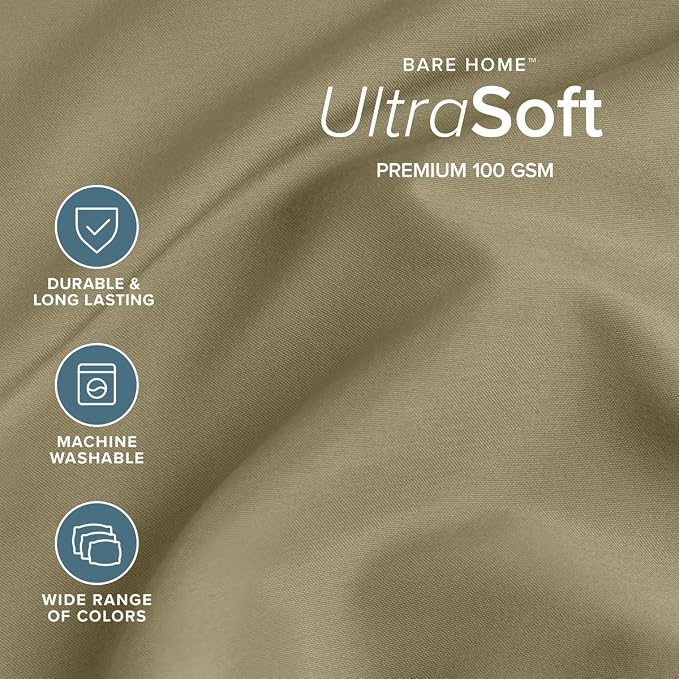 Bare Home Queen Sheet Set - 1800 Ultra-Soft (Queen, Olive) | Deep Pockets 6 to 15 Inches, Breathable, Hypoallergenic, Hotel Luxury, Easy Fit, Soft, All-Season