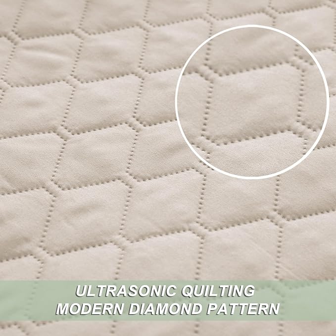 Exclusivo Mezcla Reversible Full Queen Quilt Bedding Set, Brich Beige | Lightweight Bedspreads with 2 Pillow Shams, Soft Microfiber, All Season Bed Coverlets for Bedroom Guest Room, 90x96 Inch