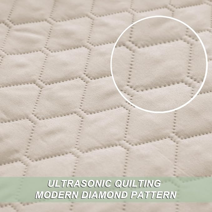 Exclusivo Mezcla Reversible King Size Quilt Bedding Set, Brich Beige | Lightweight Bedspreads with 2 Pillow Shams, Soft Microfiber, All Season Bed Coverlets for Bedroom Guest Room, 104x96 Inch
