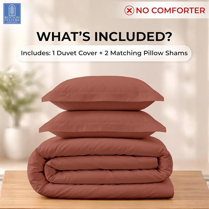 3 Pc 120"x120" Duvet Cover Set Super King Plus/Super Oversize King 100% Egyptian Cotton - 600 TC Comforter Cover, Zipper Closure & Corner Ties - Fits Only Large Inserts -Burnt Orange