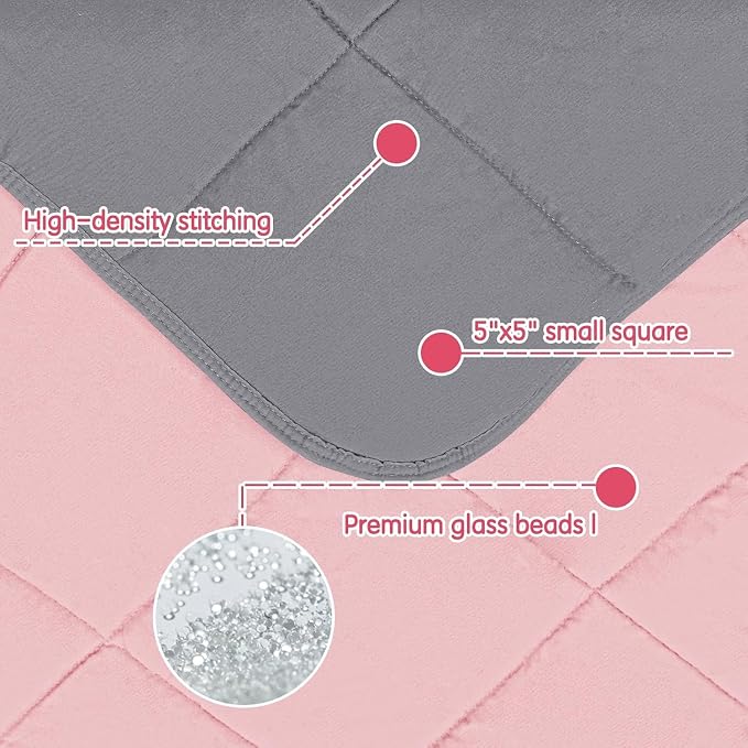 yescool Weighted Blanket (5 lbs, 36" x 48", Pink & Grey) Cooling Heavy Blanket, Perfect for 40-60 lbs, Breathable Throw Blanket Gifts with Premium Glass Bead, Machine Washable