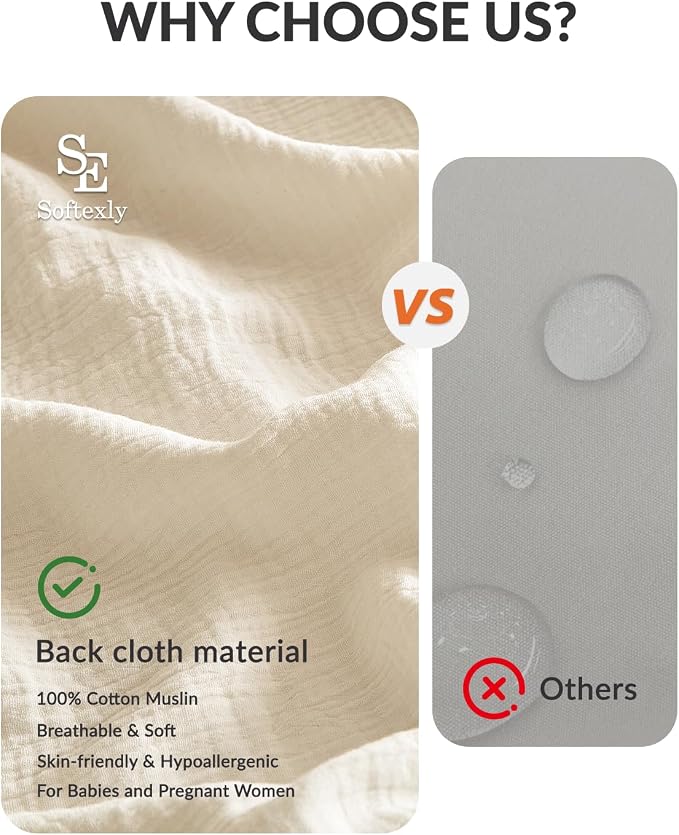 SE SOFTEXLY Muslin Duvet Cover California King Size, 100% Washed Cotton Duvet Cover Set, Ultra Soft Comforter Cover Linen Like, 3 Pieces Gauze Duvet Cover with 2 Pillowcases, 98"x104", Off-White