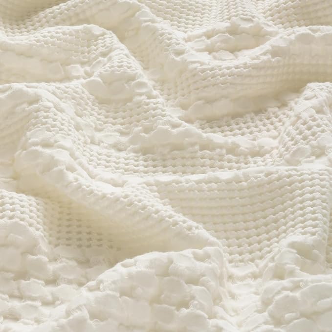 PHF 100% Cotton Waffle Body Pillowcase with Zipper, 1 Pack 20" x 54" Soft Skin-Friendly Pillow Sham, No Filling, Aesthetic Woven and Breathable Waffle Weave Body Pillow Cover for Bed, Ivory
