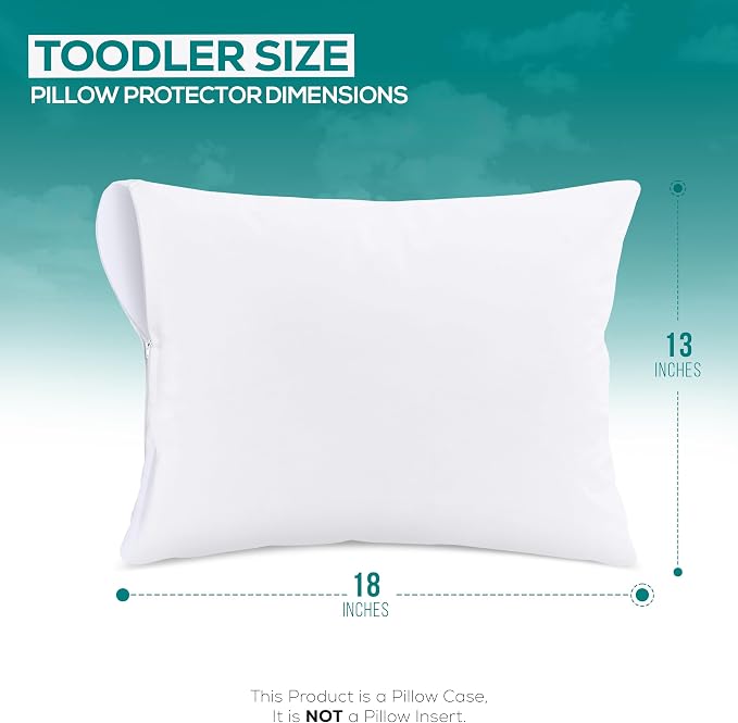 Set of 2 Pillow Protectors with Zipper Toddler Size, Pillow Covers | Ultra Soft Pillow Encasements, Bed Bug & Dust Mite Proof, Moisture Wicking and Waterproof Pillow Cases by Utopia Bedding
