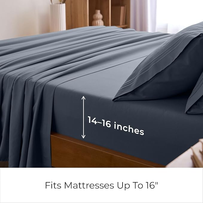 Mellanni Iconic 5-Piece, Ultra Soft Sheet Set (Split King, Mineral Gray) | 10M+ Sleepers. Lab-tested: Sleeps Cool, Stays Bright, Strong, Smooth. Good Housekeeping Best Bedding, 7 yrs running.