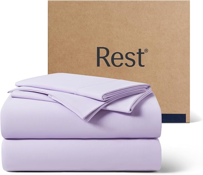 REST® Evercool®+ Cooling Sheet Set for Hot Sleepers, Twin | Q-Max>0.44 Night Sweat Bed Sheets, Ionic+ Self-Cleaning Silver Yarn for Sensitive Skin - 2 Pillowcases, 1 Fitted/Flat Sheet