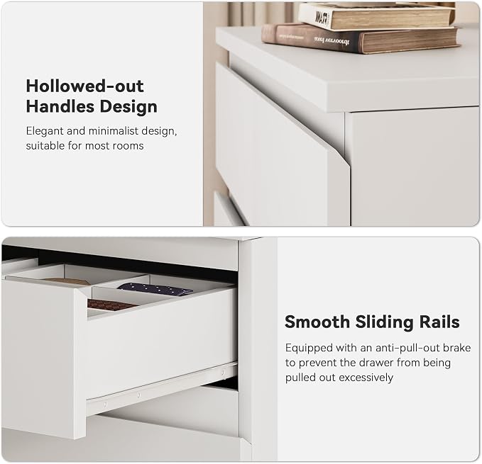 White Tall 7 Drawer Dresser for Bedroom, Modern Wood Closet Dressers & Chests of Drawers with Jewelry Storage, 23.6" L*15.8" W*47.5" H in Large Vertical Dresser for Bedroom, Living Room, Nursery